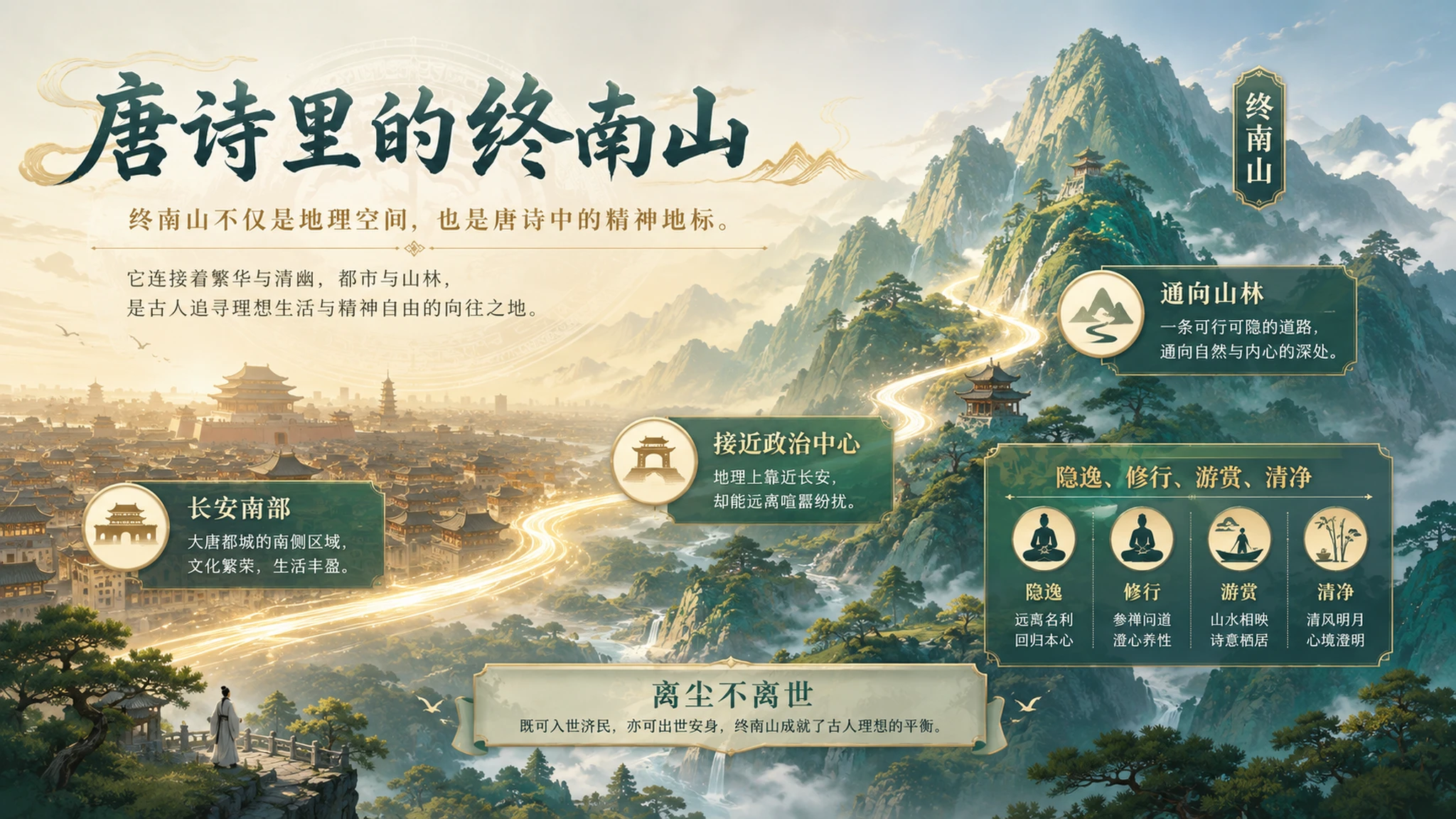 古诗与故事——终南别业【CG风格】2K - 预览图3