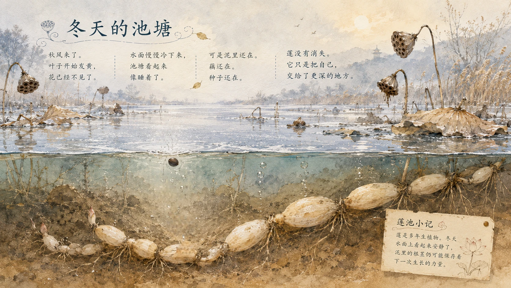 一生·莲｜自然绘本风生命故事PPT - 预览图14