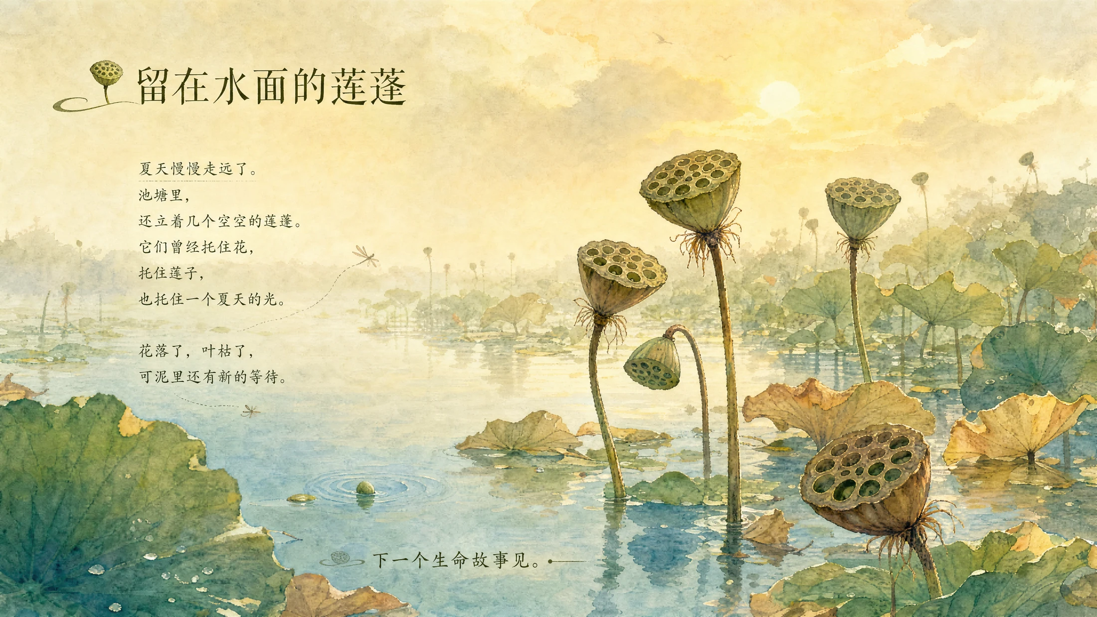 一生·莲｜自然绘本风生命故事PPT - 预览图17