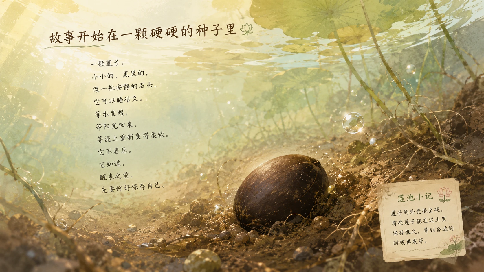 一生·莲｜自然绘本风生命故事PPT - 预览图3