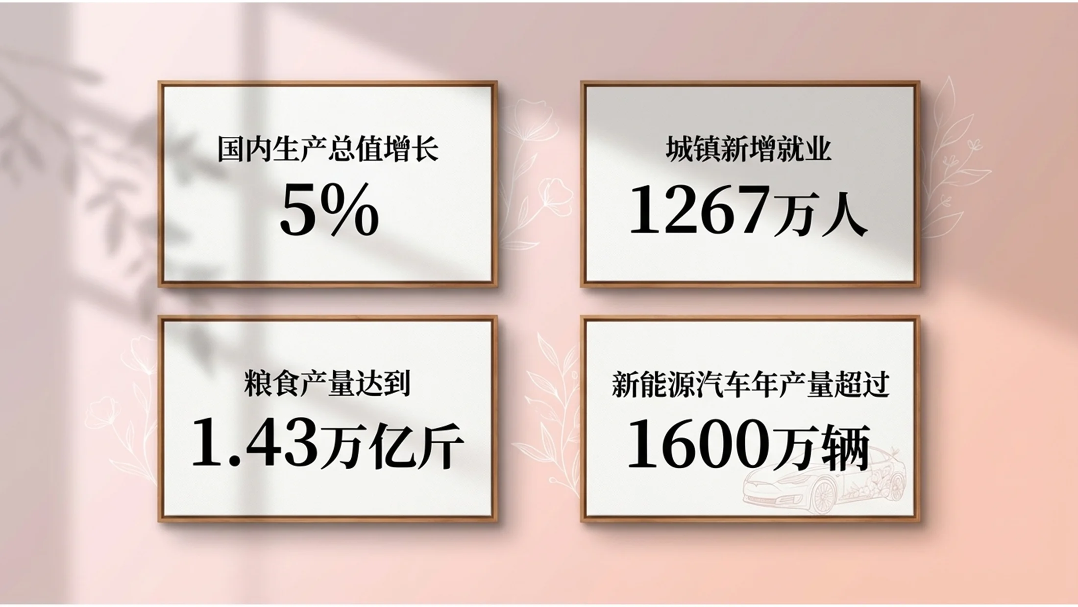 粉色温馨长阴影桃花政府工作报告PPT - 预览图2