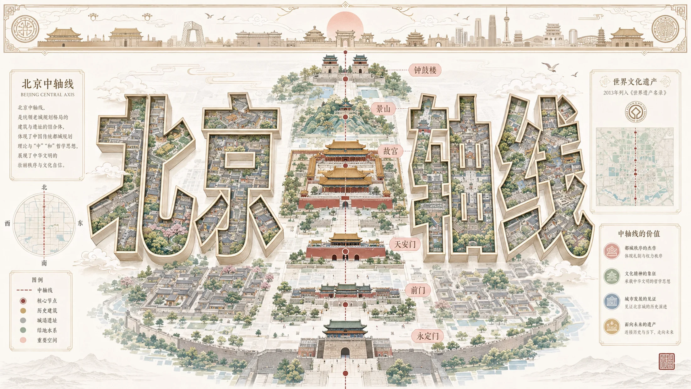 立体字大美中国地标视觉档案PPT - 预览图1