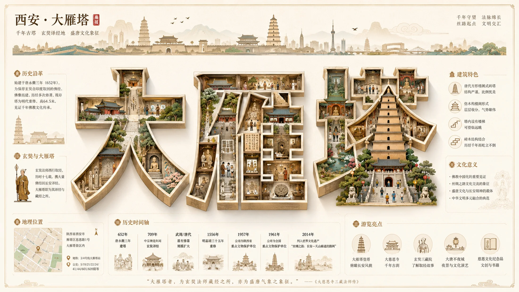 立体字大美中国地标视觉档案PPT - 预览图7