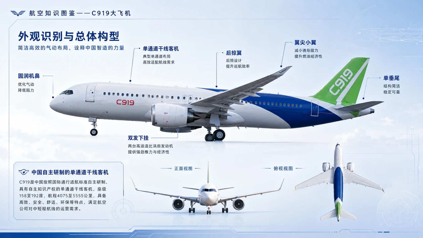 万物知识图鉴系列作品PPT——C919大飞机【4k】 - 预览图1