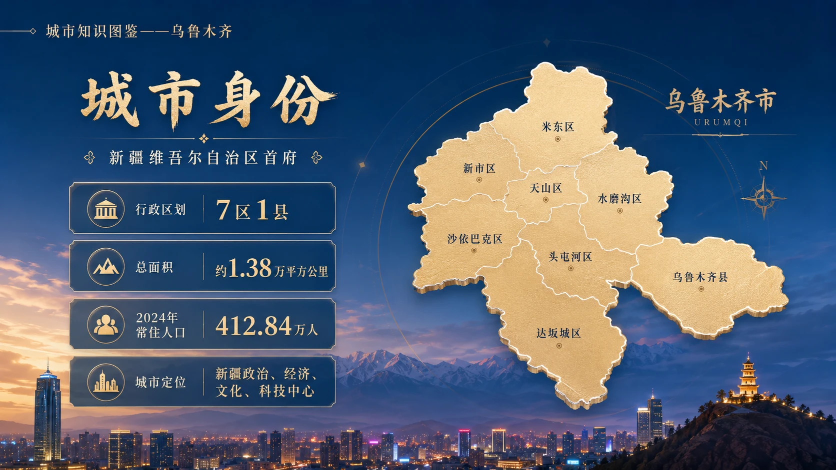 万物知识图鉴系列作品PPT——乌鲁木齐【4K】 - 预览图1