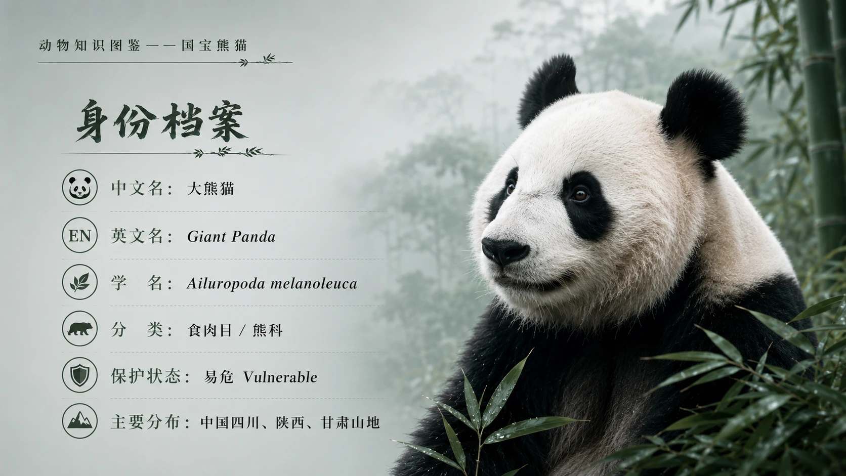 万物知识图鉴系列作品PPT——国宝熊猫【4K】 - 预览图1