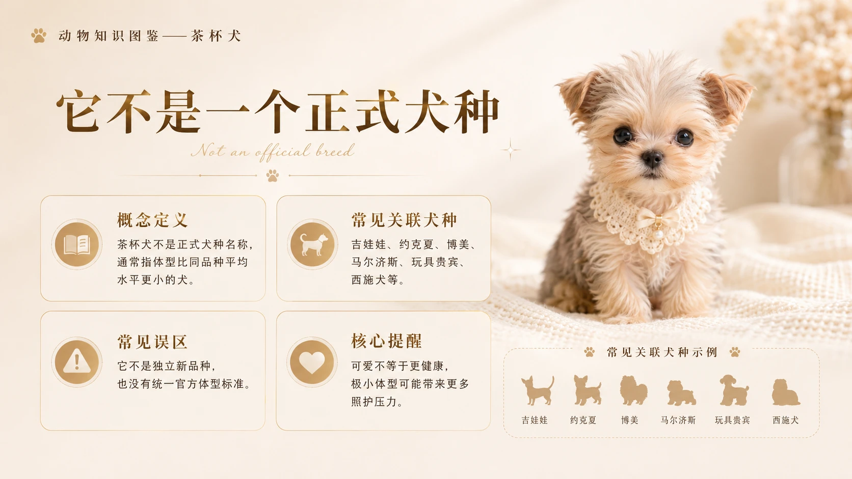 万物知识图鉴系列作品PPT——茶杯犬【4K】 - 预览图1