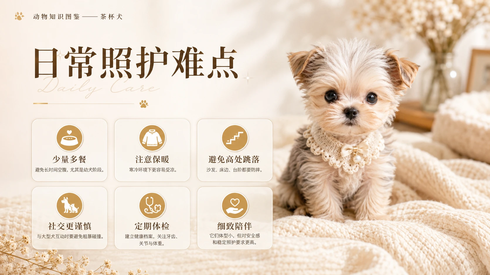 万物知识图鉴系列作品PPT——茶杯犬【4K】 - 预览图5
