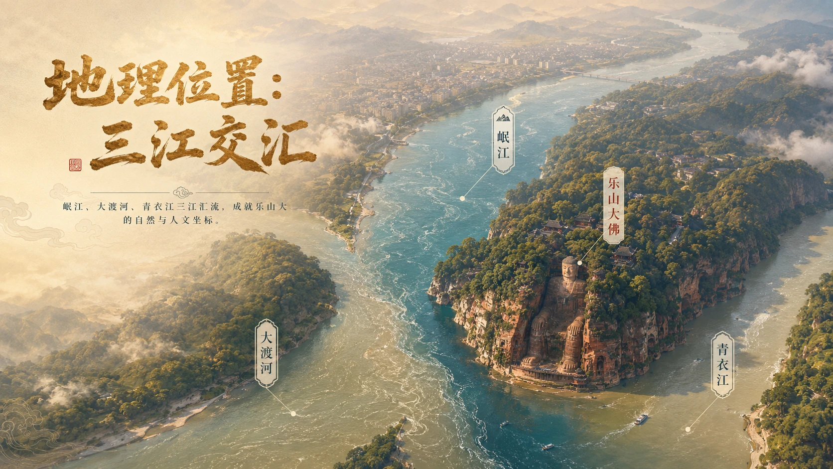 万物知识图鉴系列作品PPT——乐山大佛【4K】 - 预览图1