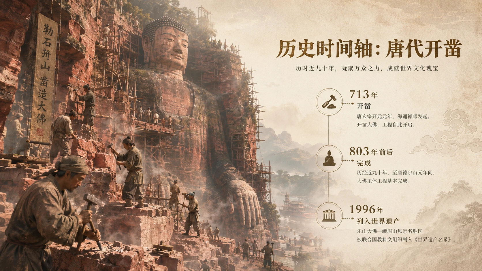 万物知识图鉴系列作品PPT——乐山大佛【4K】 - 预览图2