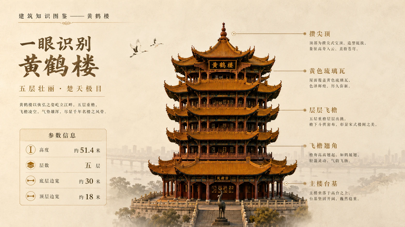 万物知识图鉴系列作品PPT——黄鹤楼【4K】 - 预览图2