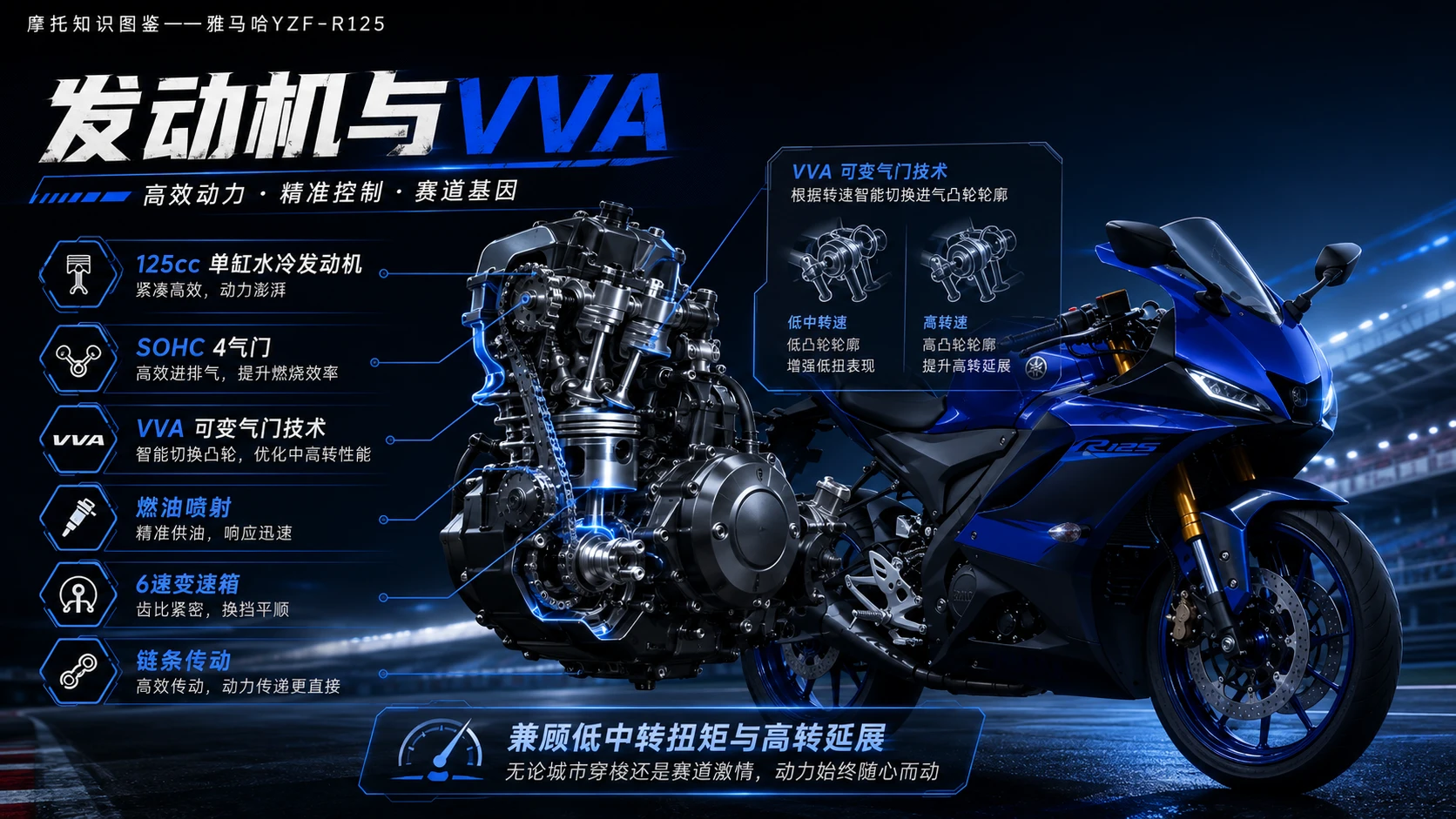 万物知识图鉴系列作品PPT——雅马哈YZF-R125【4K】 - 预览图3