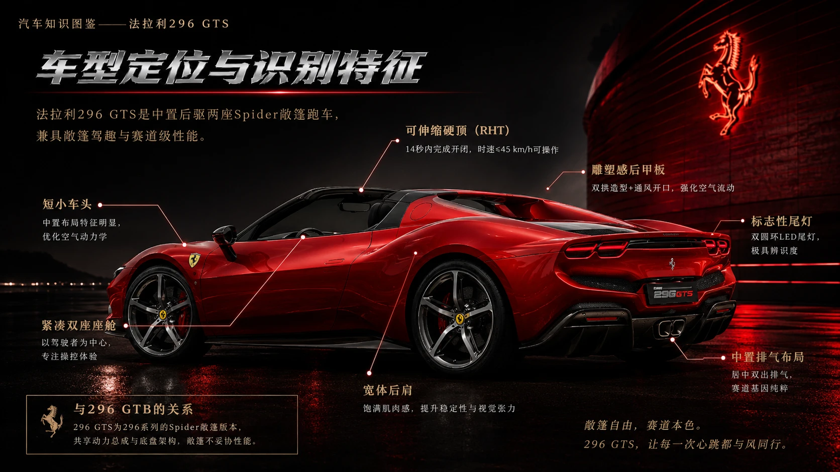 万物知识图鉴系列作品PPT——法拉利296 GTS【4K】 - 预览图1