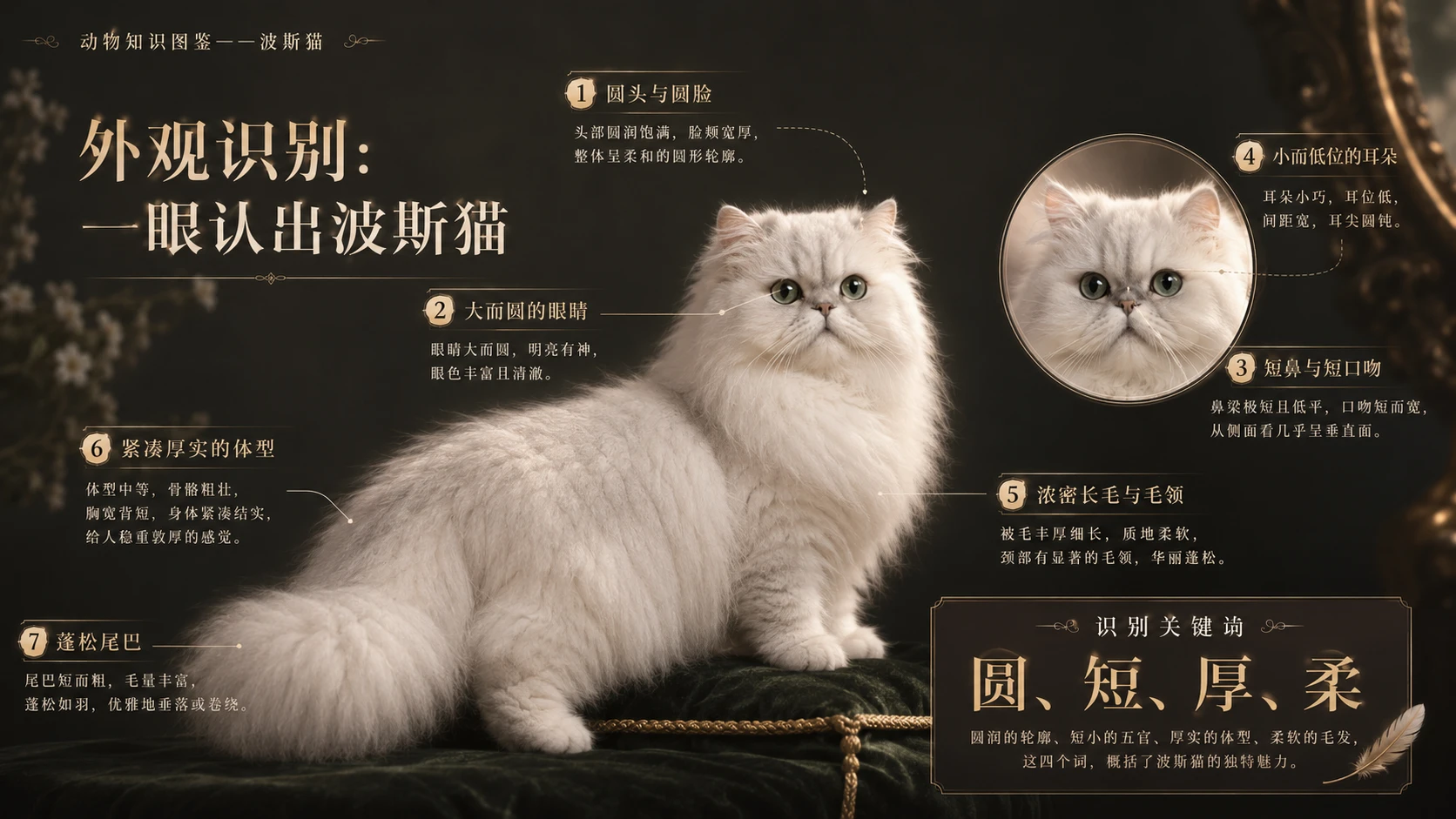 万物知识图鉴系列作品PPT——波斯猫【4K】 - 预览图1