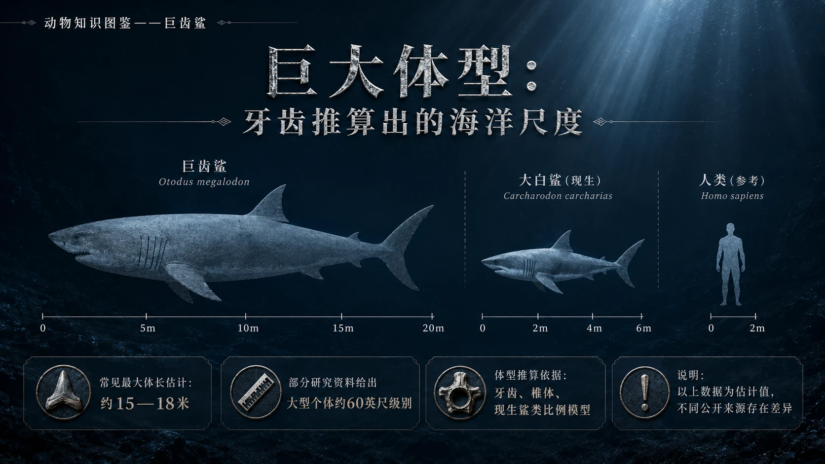 万物知识图鉴系列作品PPT——巨齿鲨【4K】 - 预览图2