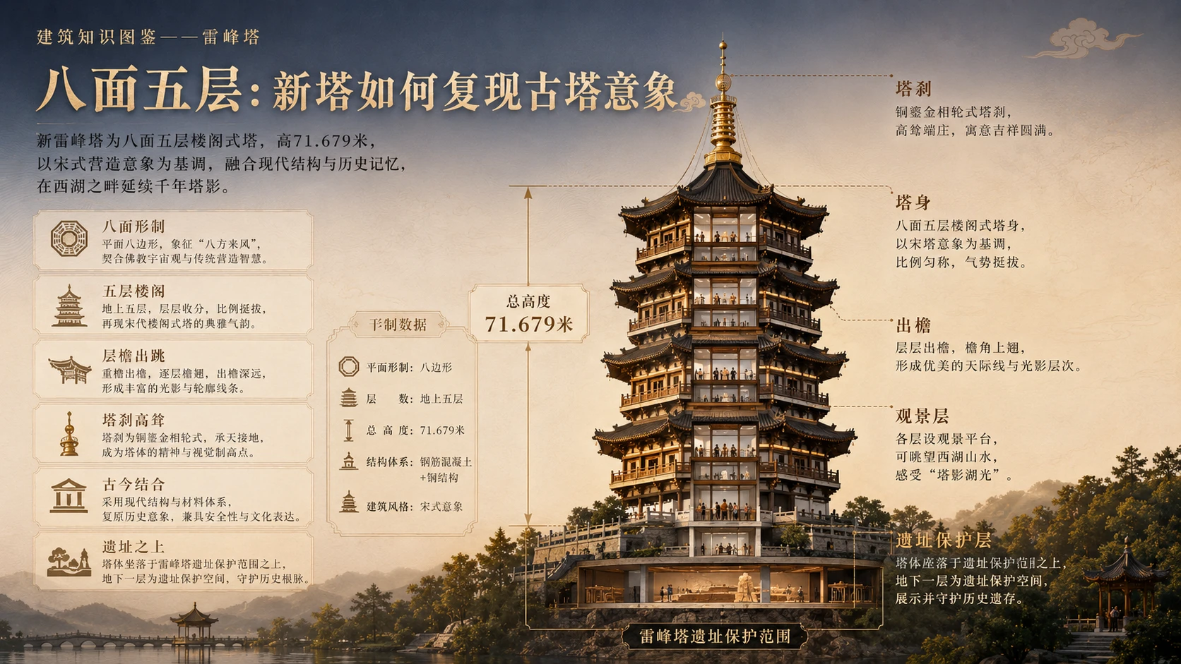 万物知识图鉴系列作品PPT——雷峰塔【4K】 - 预览图4