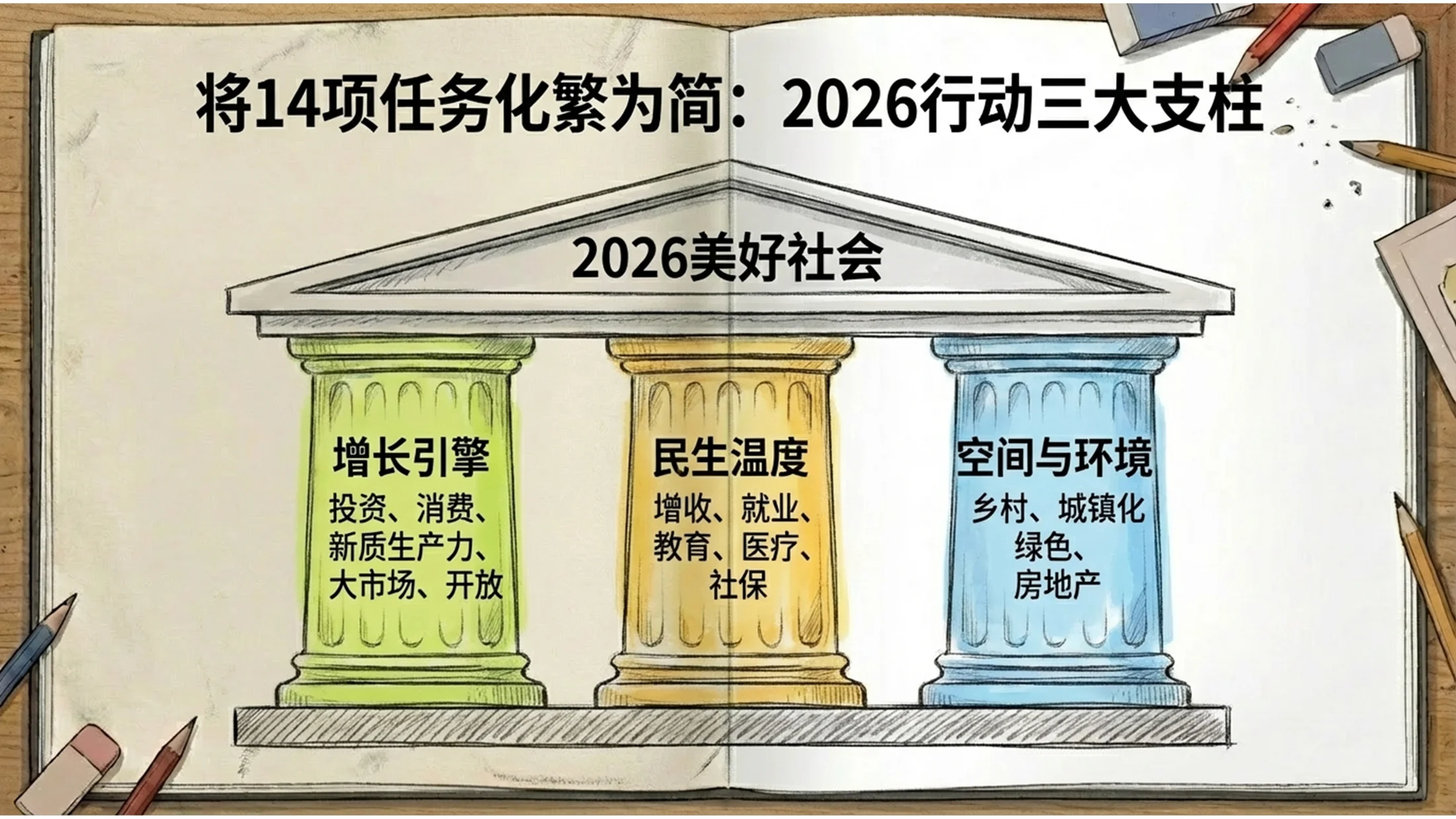 手绘速写手账涂鸦风政府工作报告PPT - 预览图8
