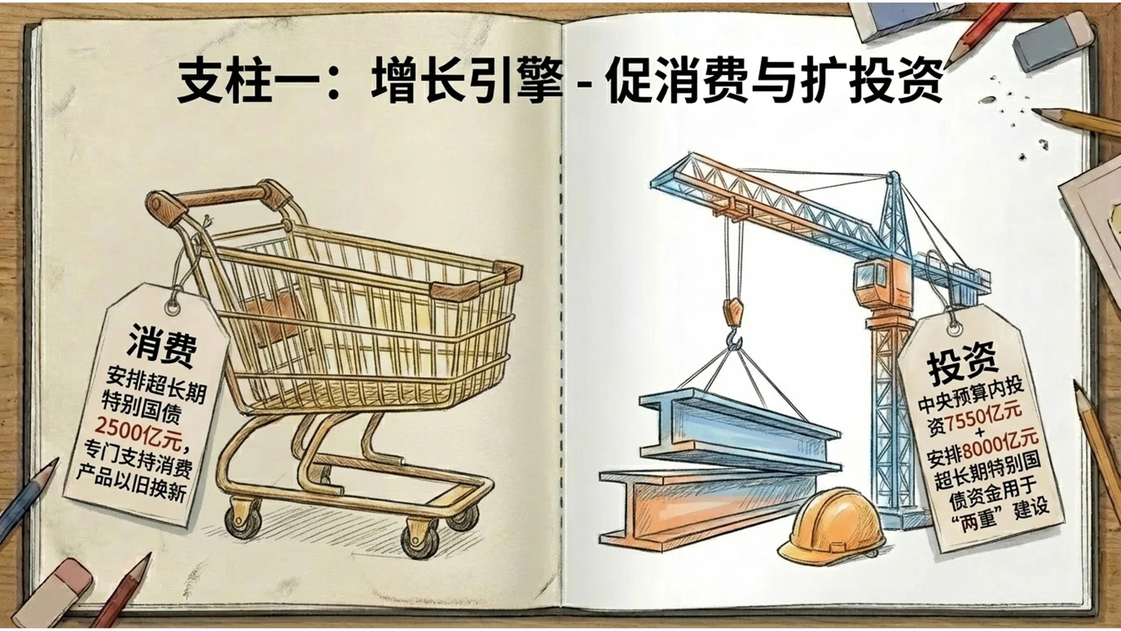 手绘速写手账涂鸦风政府工作报告PPT - 预览图9