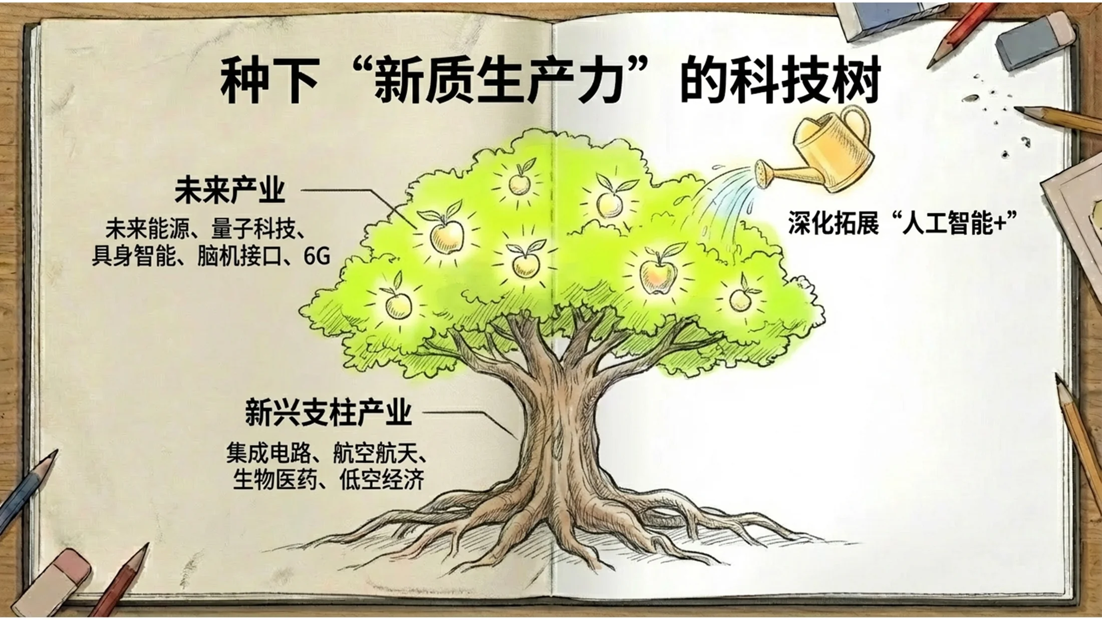 手绘速写手账涂鸦风政府工作报告PPT - 预览图10