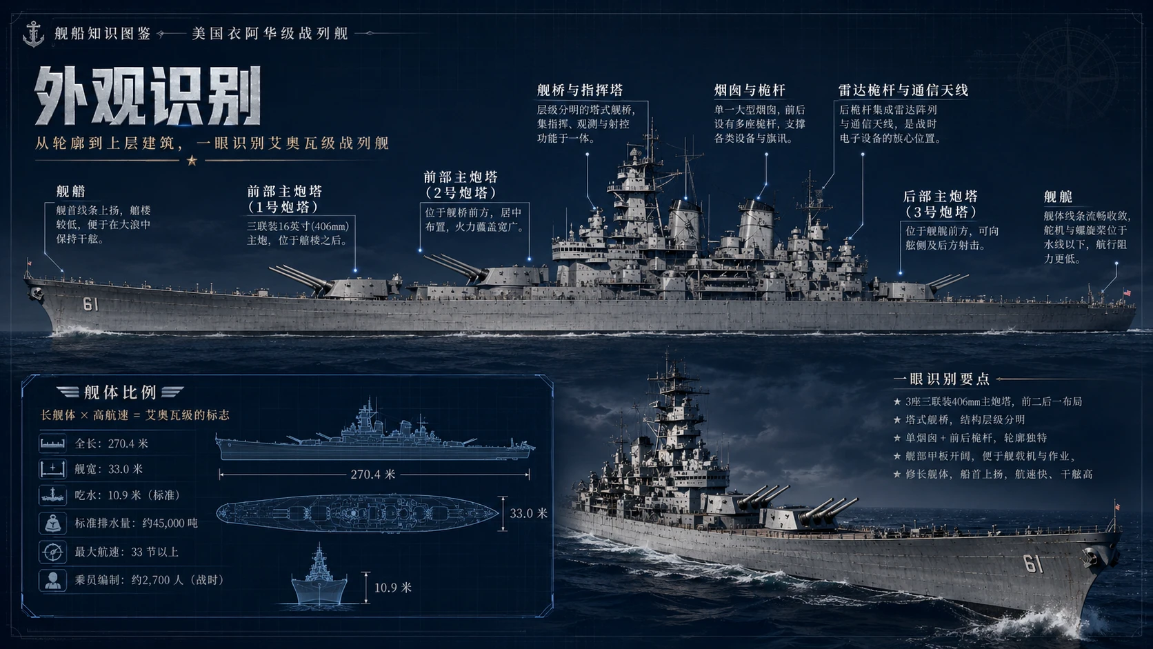 万物知识图鉴系列作品PPT——美国衣阿华级战列舰【4K】 - 预览图1