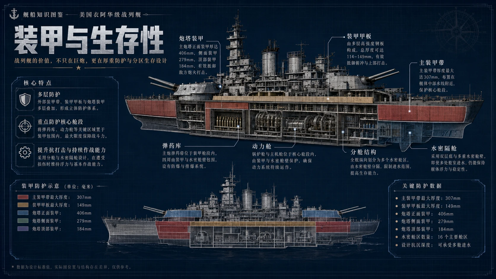 万物知识图鉴系列作品PPT——美国衣阿华级战列舰【4K】 - 预览图4