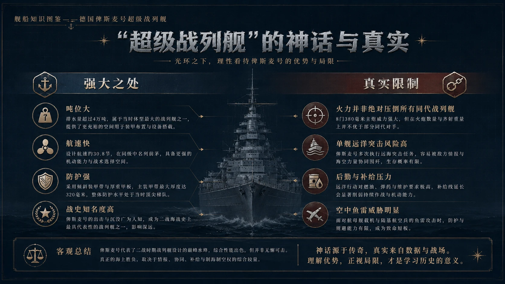 万物知识图鉴系列作品PPT——德国俾斯麦号超级战列舰【4K】 - 预览图8