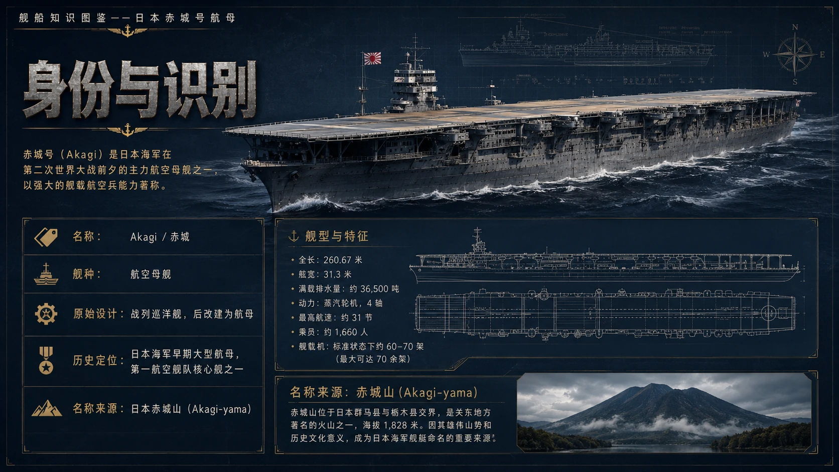 万物知识图鉴系列作品PPT——日本赤城号航母【4K】 - 预览图1