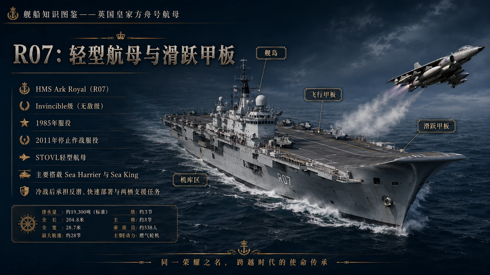 万物知识图鉴系列作品PPT——英国皇家方舟号航母 【4K】 - 预览图6