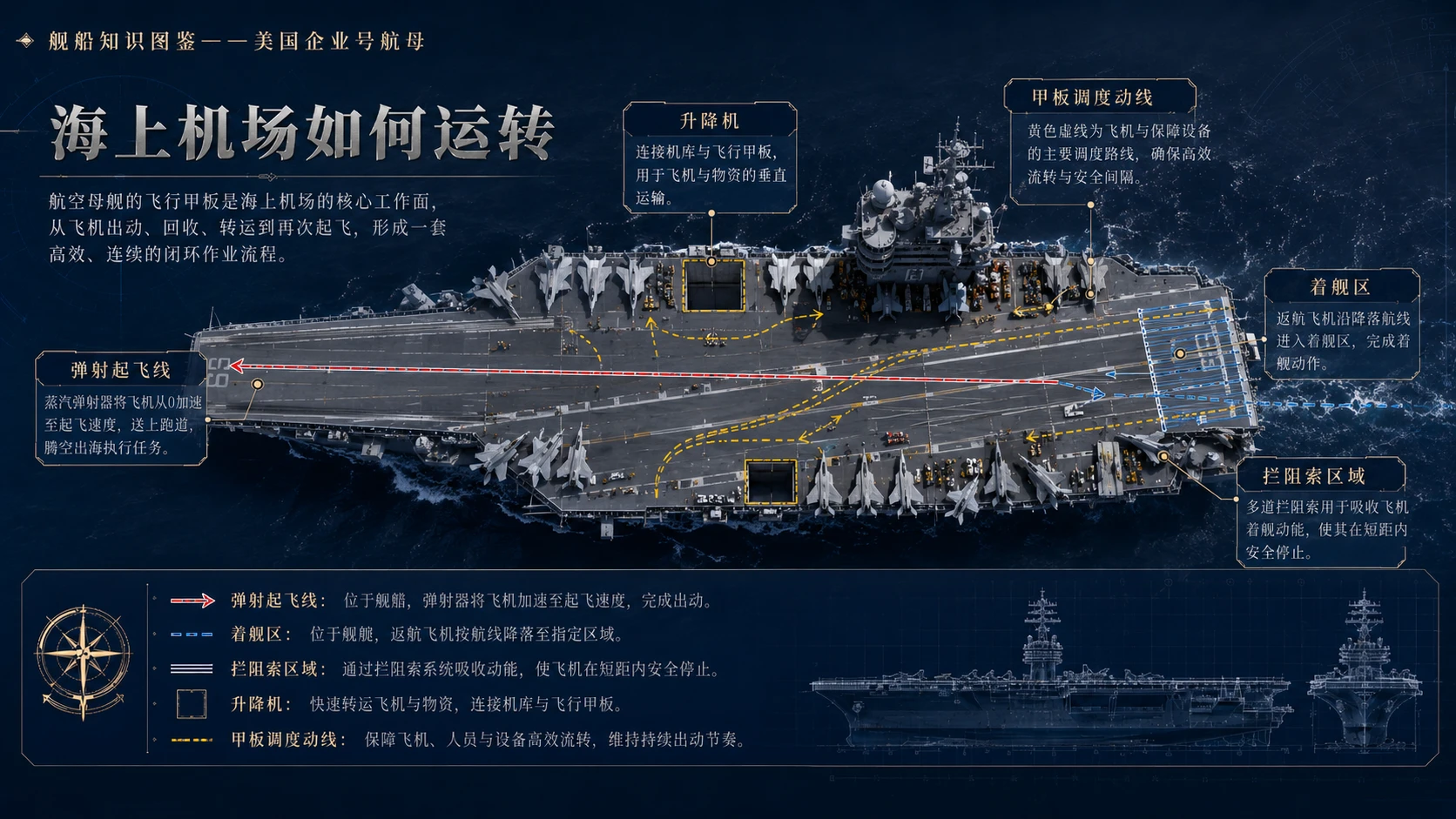 万物知识图鉴系列作品PPT——美国企业号航母【4K】 - 预览图4