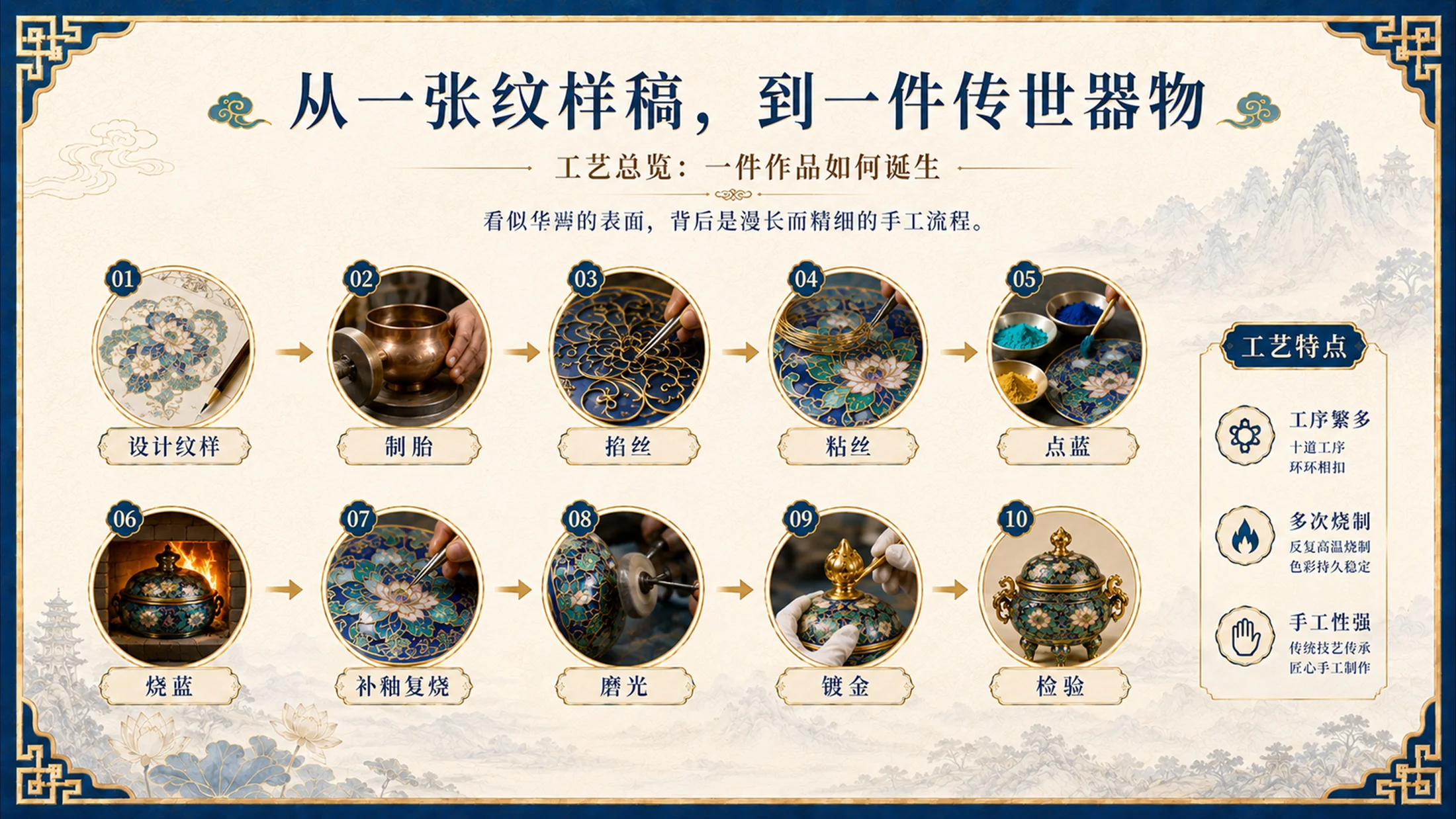东方瑰宝珐琅华章景泰蓝掐丝工艺介绍PPT - 预览图6