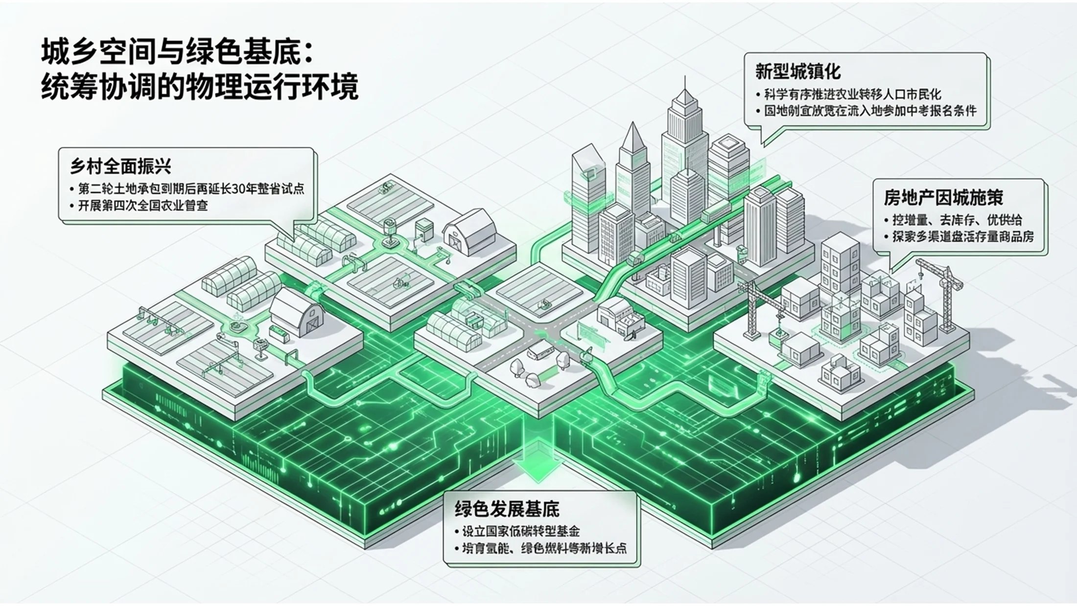 荧光绿色2.5D等距图形科技扁平政府工作报告PPT - 预览图7