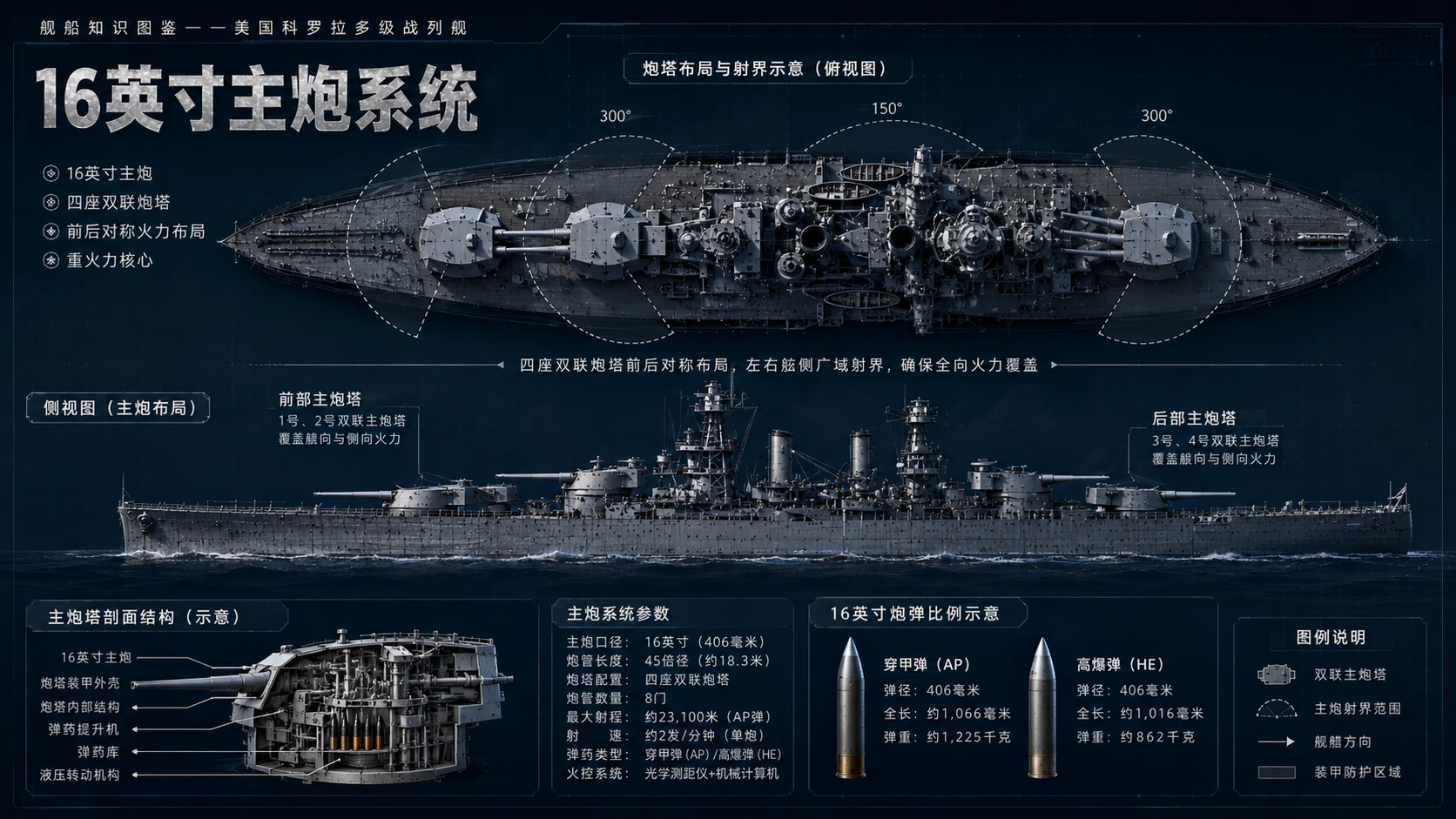 万物知识图鉴系列作品PPT——美国科罗拉多级战列舰【4K】 - 预览图3