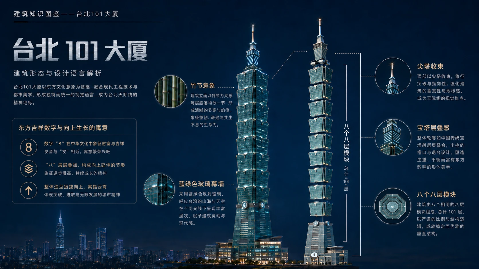 万物知识图鉴系列作品PPT——台北101大厦【4K】 - 预览图1