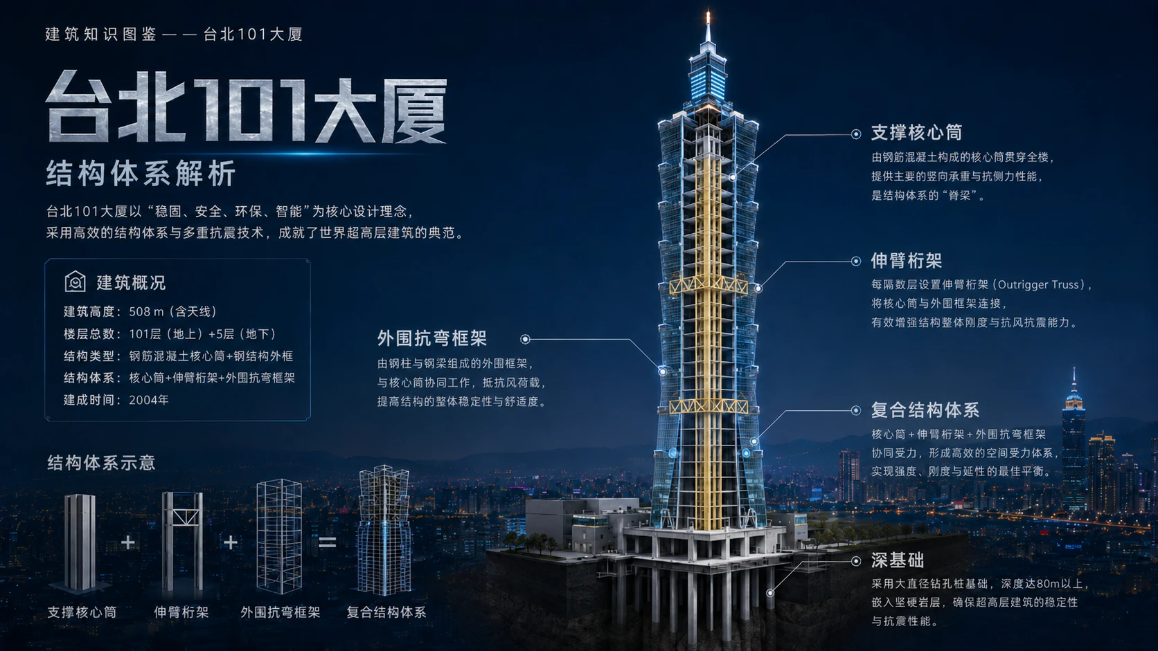 万物知识图鉴系列作品PPT——台北101大厦【4K】 - 预览图3
