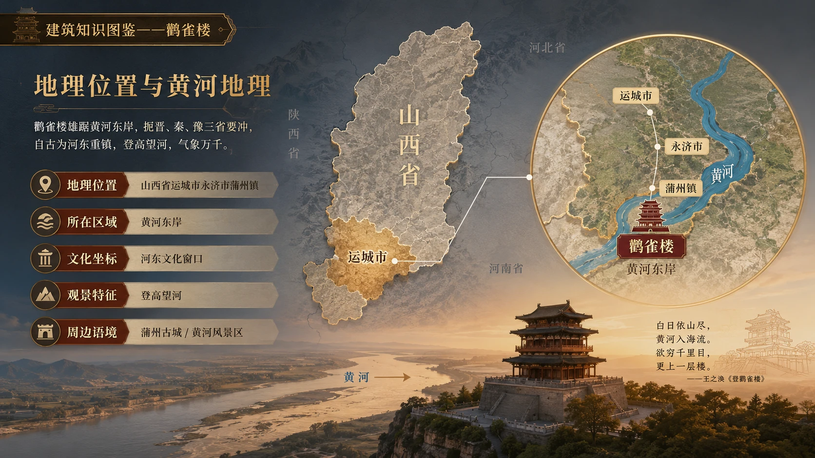 万物知识图鉴系列作品PPT——鹳雀楼【4K】 - 预览图1