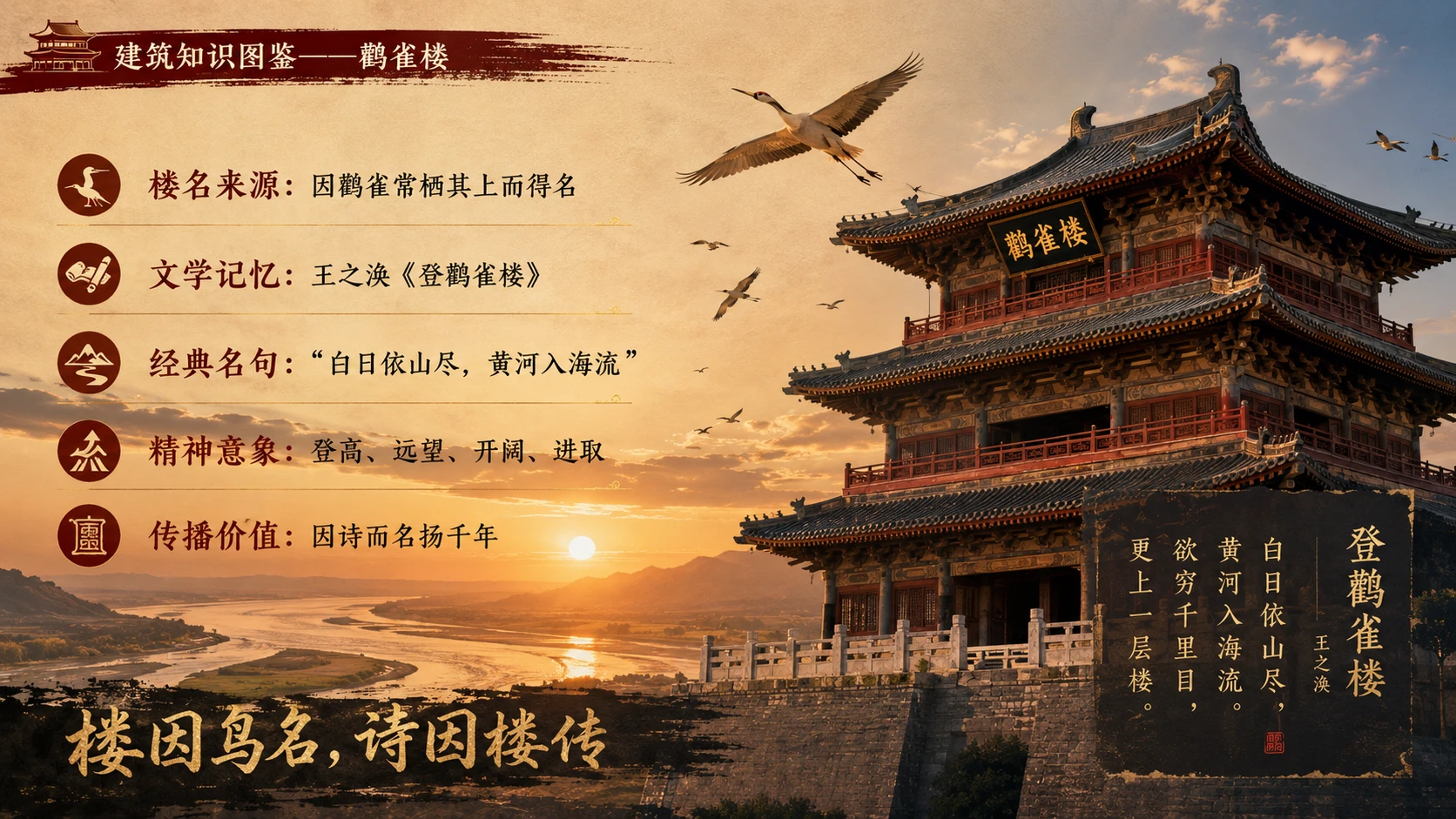 万物知识图鉴系列作品PPT——鹳雀楼【4K】 - 预览图2