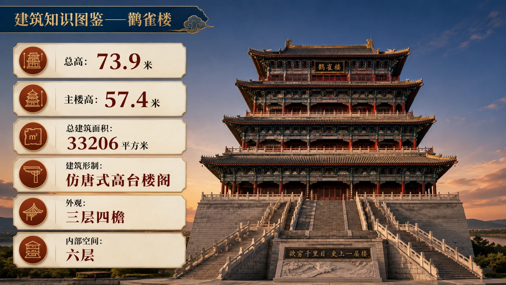 万物知识图鉴系列作品PPT——鹳雀楼【4K】 - 预览图4
