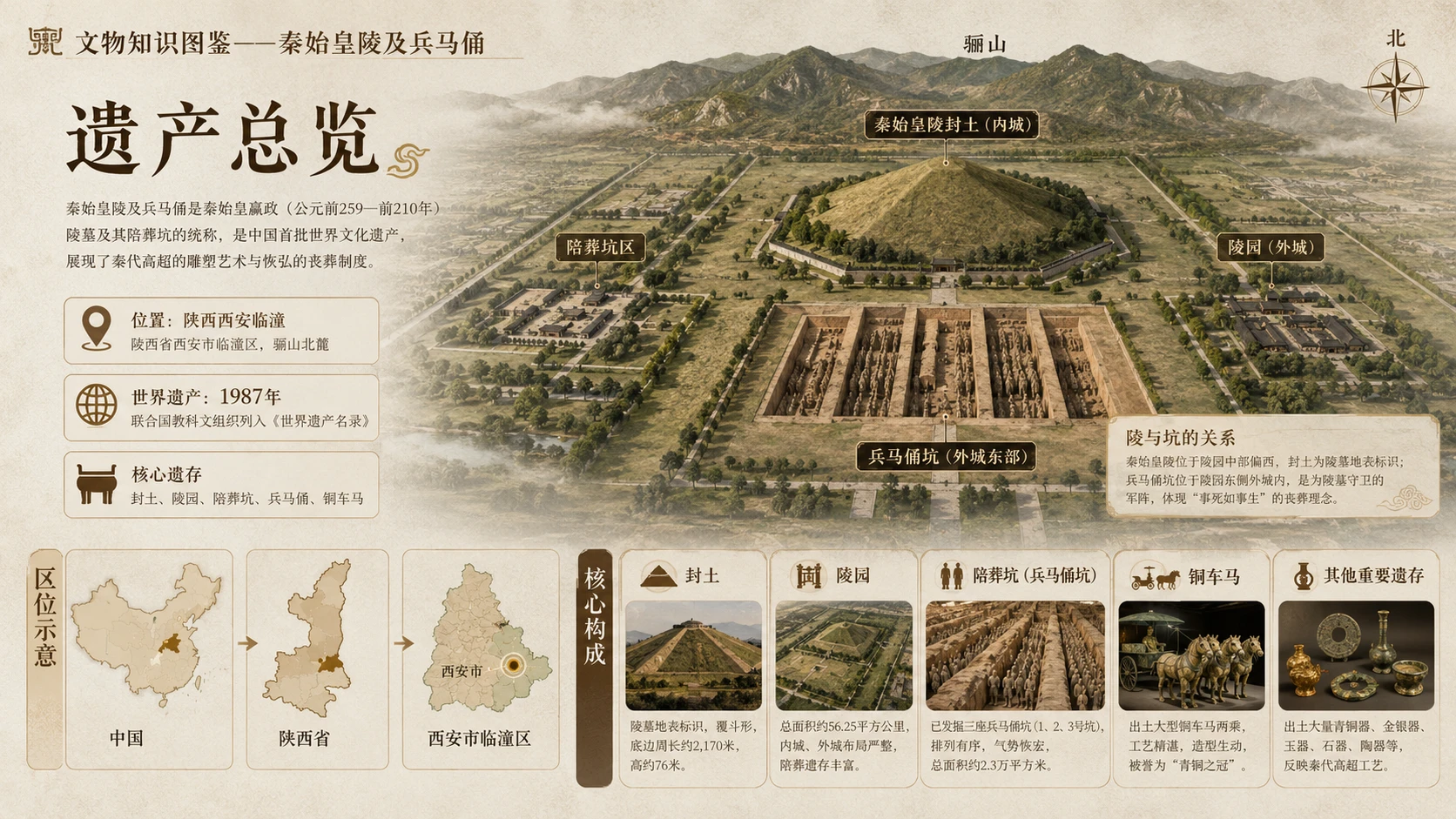 万物知识图鉴系列作品PPT——秦始皇陵及兵马俑【4K】 - 预览图1