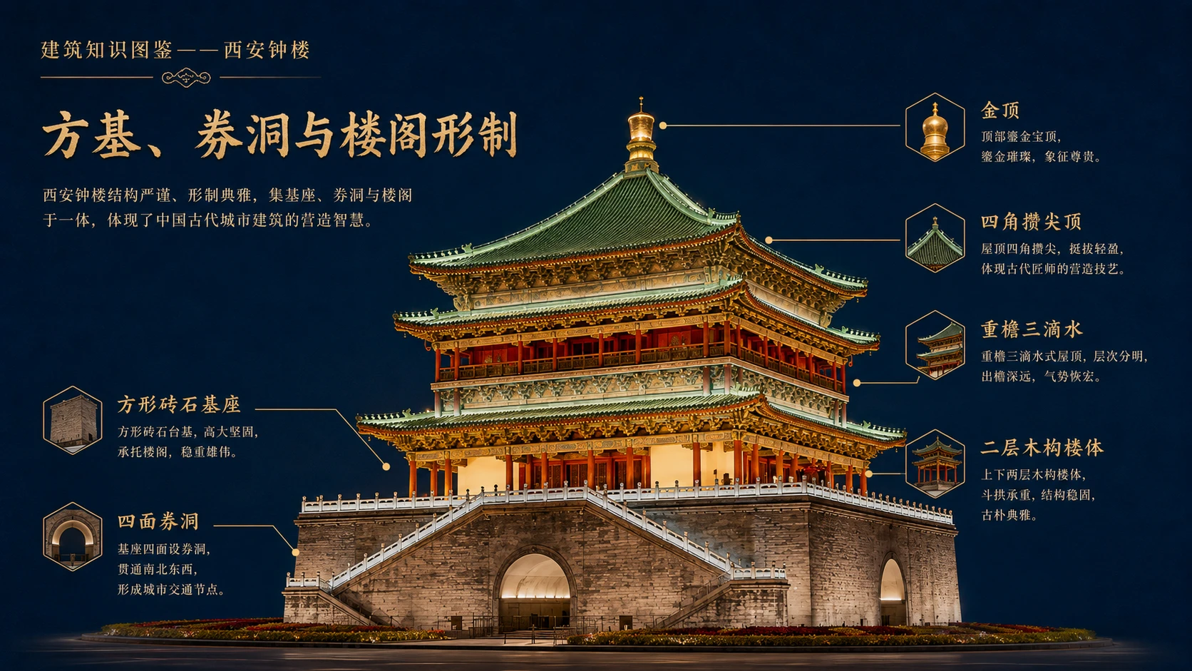 万物知识图鉴系列作品PPT——西安钟楼【4K】 - 预览图3