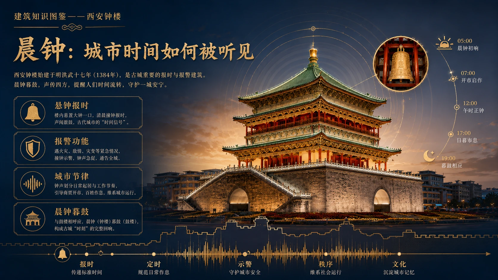 万物知识图鉴系列作品PPT——西安钟楼【4K】 - 预览图5