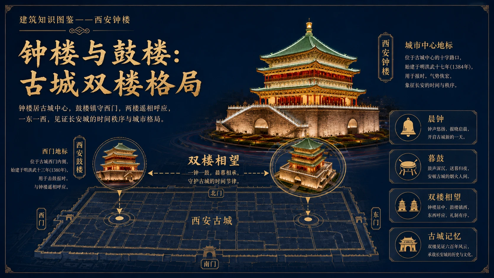 万物知识图鉴系列作品PPT——西安钟楼【4K】 - 预览图7