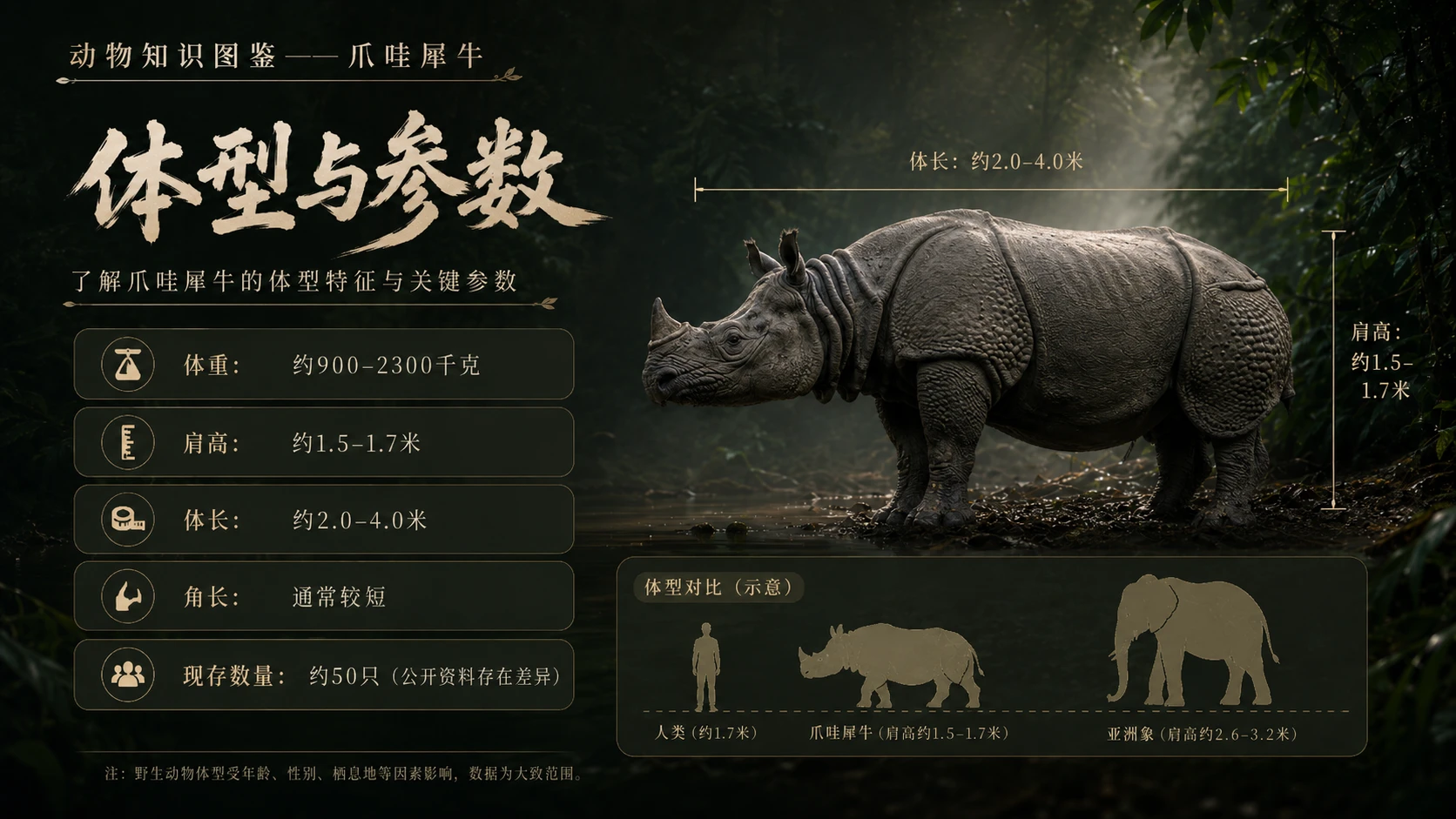 万物知识图鉴系列作品PPT——爪哇犀牛【4K】 - 预览图3