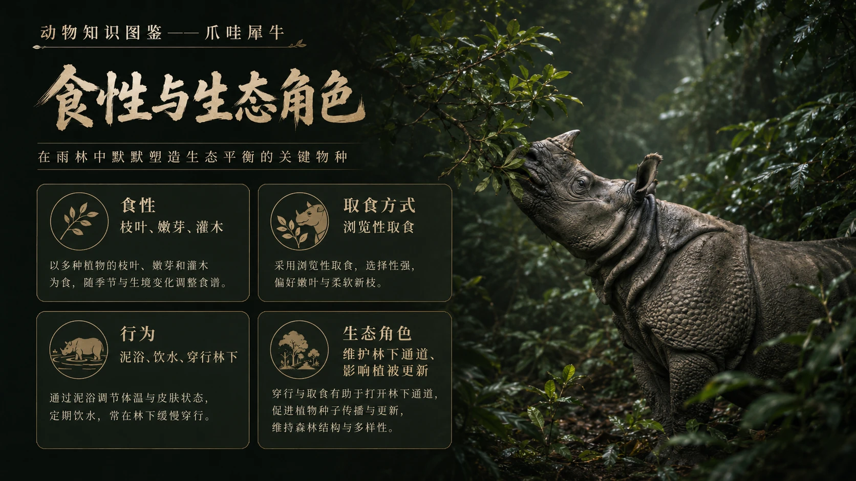 万物知识图鉴系列作品PPT——爪哇犀牛【4K】 - 预览图5