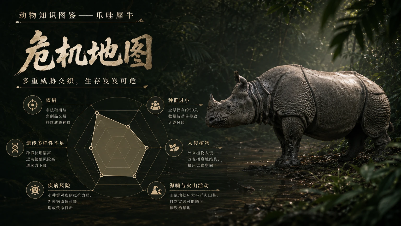 万物知识图鉴系列作品PPT——爪哇犀牛【4K】 - 预览图6