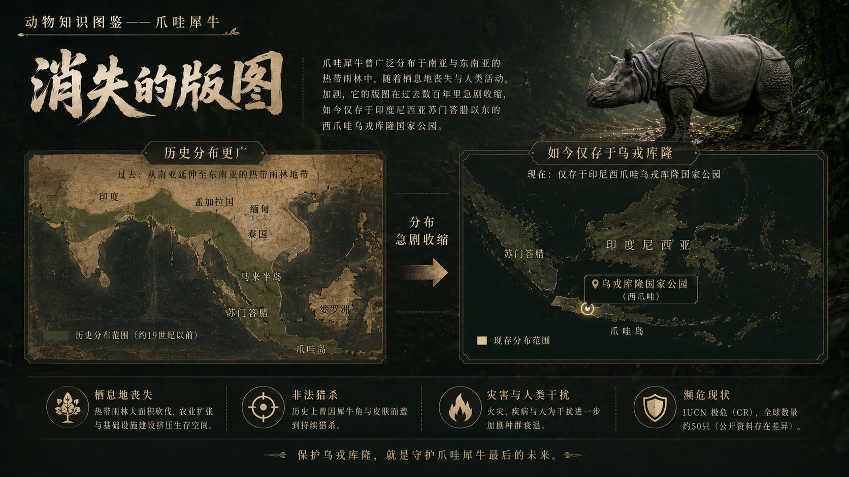 万物知识图鉴系列作品PPT——爪哇犀牛【4K】 - 预览图7