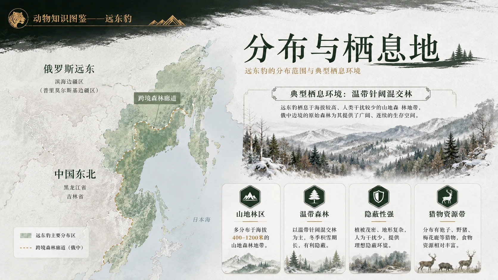 万物知识图鉴系列作品PPT——远东豹【4K】 - 预览图3