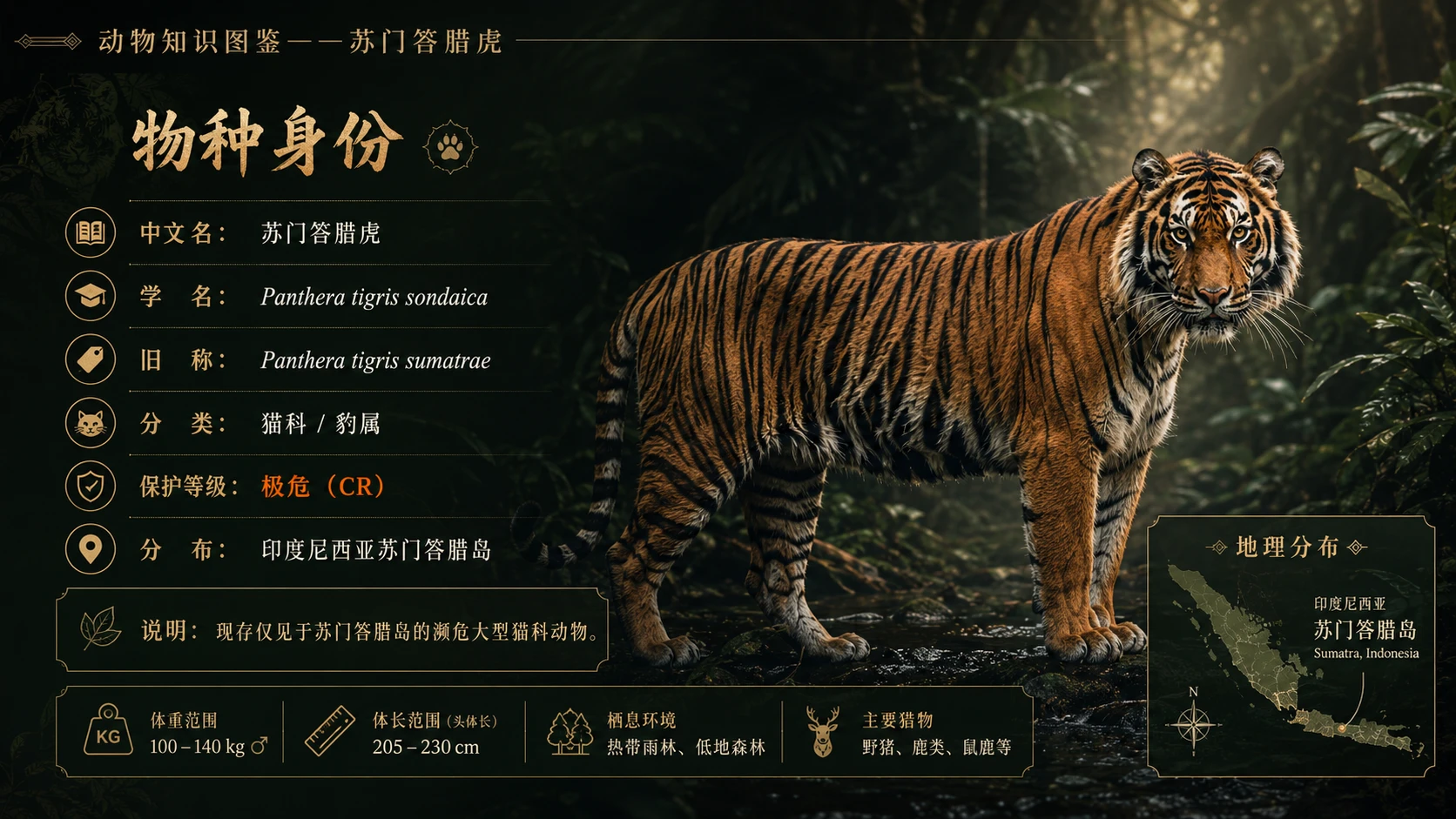 万物知识图鉴系列作品PPT——苏门答腊虎【4K】 - 预览图1