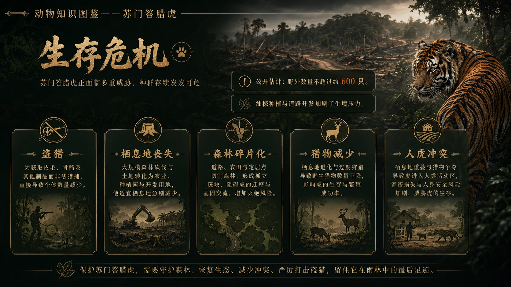 万物知识图鉴系列作品PPT——苏门答腊虎【4K】 - 预览图6