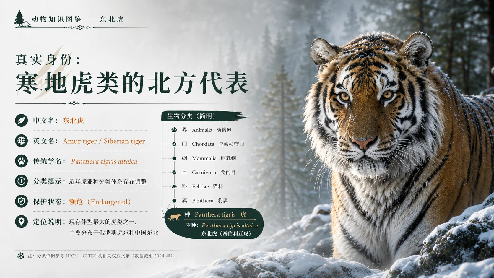 万物知识图鉴系列作品PPT——东北虎【4K】 - 预览图1