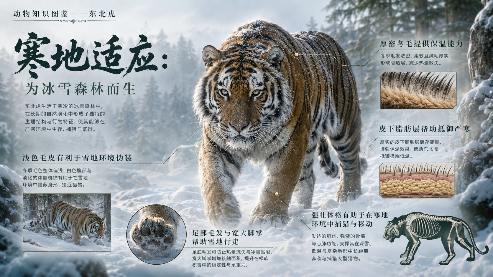 万物知识图鉴系列作品PPT——东北虎【4K】 - 预览图4